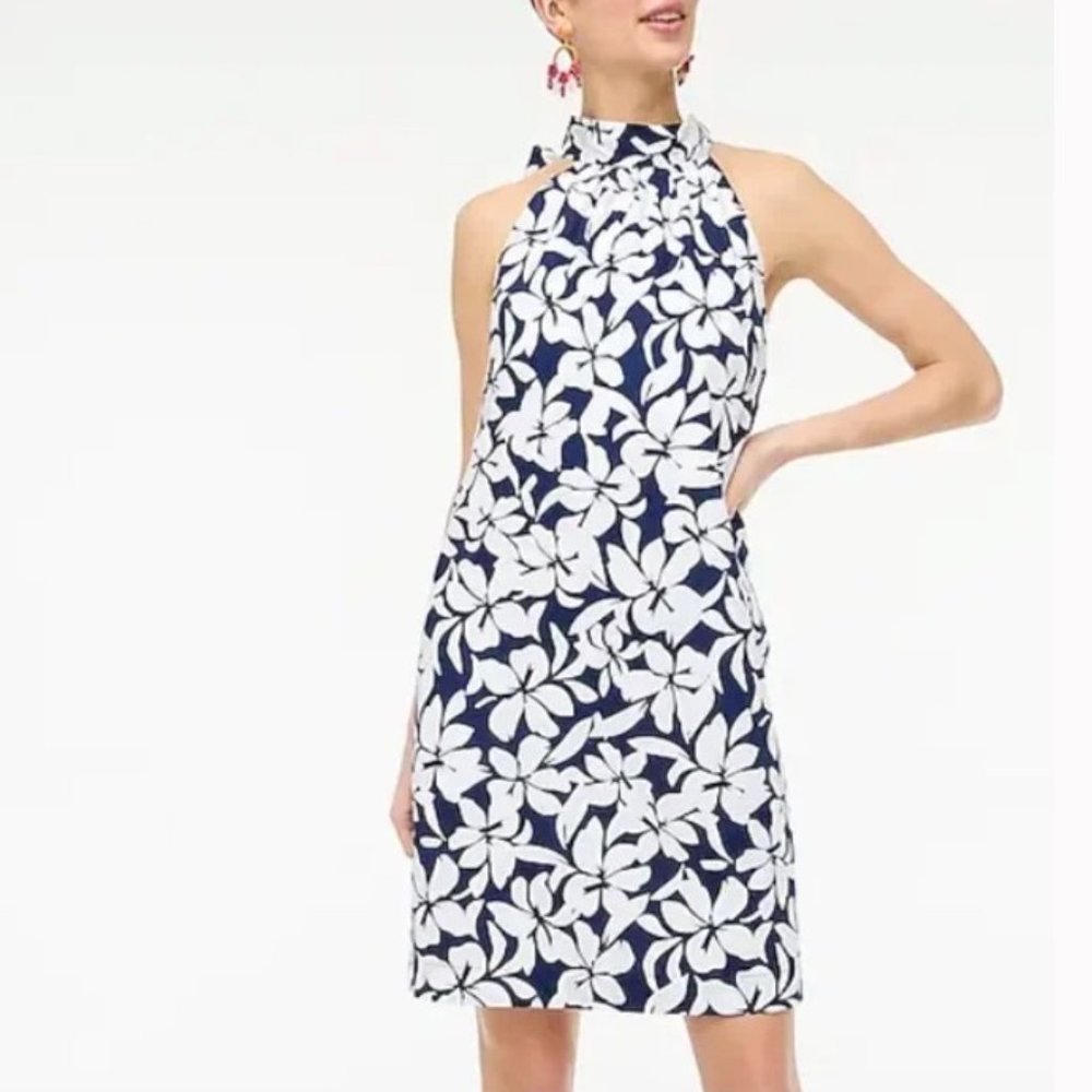 J Crew Tie Neck Mini Shift Dress